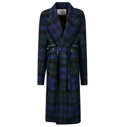 Setchu Übergangsmäntel Oversized Tartan Coat With Zips Blue