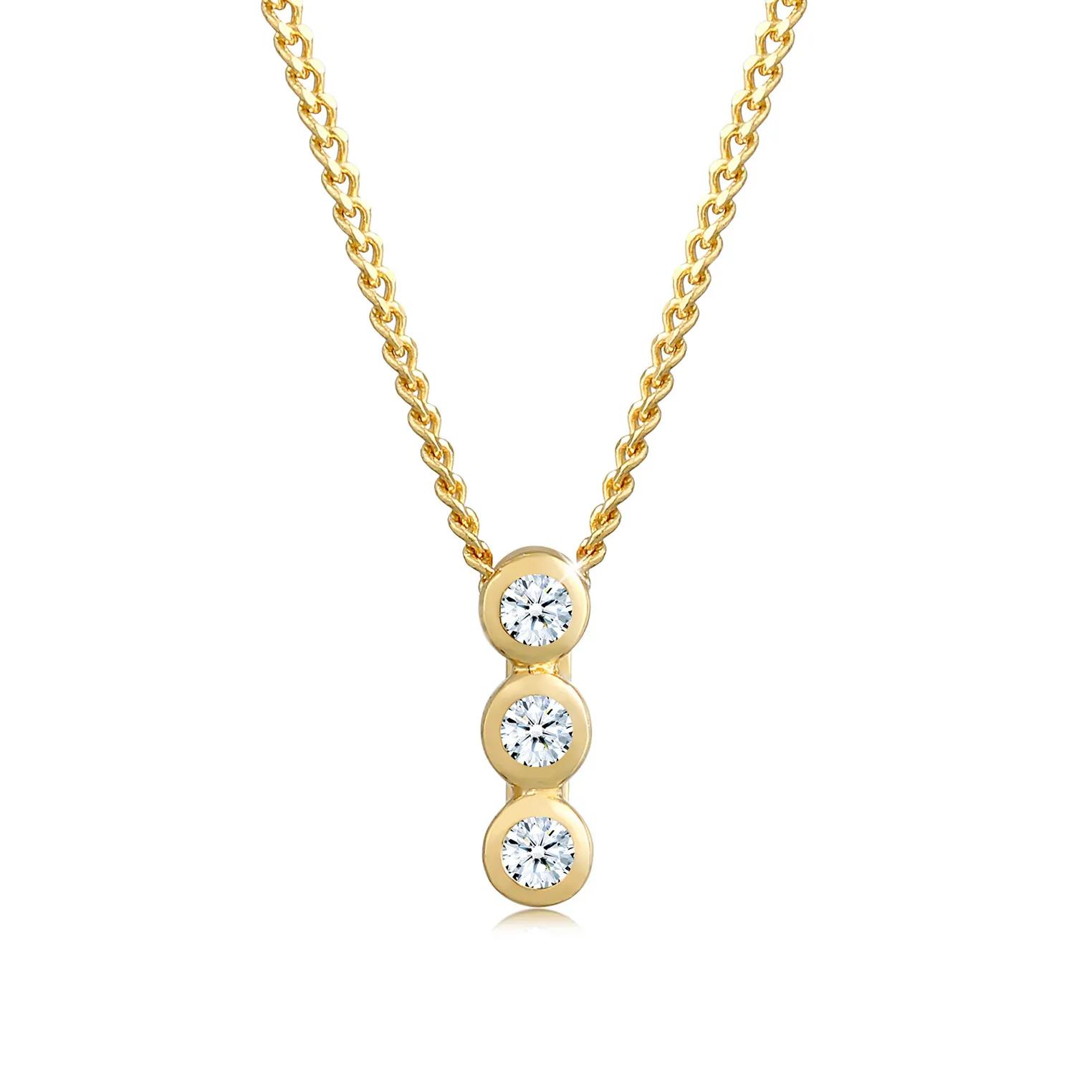 Elli Halsketten - Halskette Kreis Geo Trio Diamant (0.045 ct.) 585 G - Gr. unisize - in Gold - für Damen