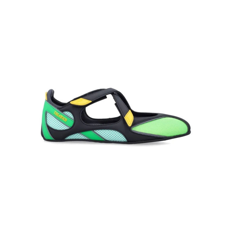 The Attico Balletschoenen Dynamic Mesh Ballerina With Leather Accents Green