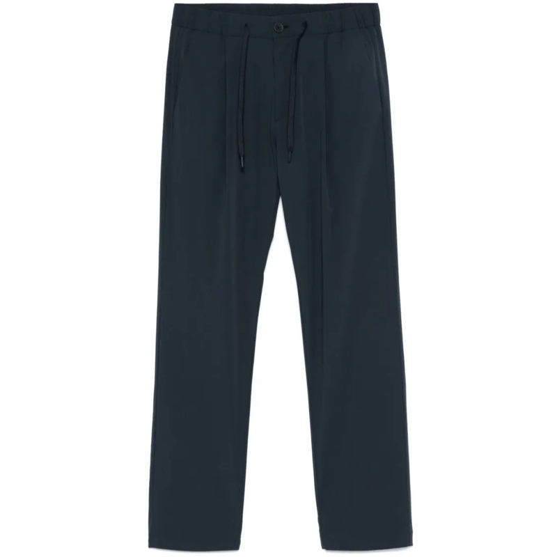 Herno Pantalon Navy Blue Trousers With Straight-Leg Silhouette Black