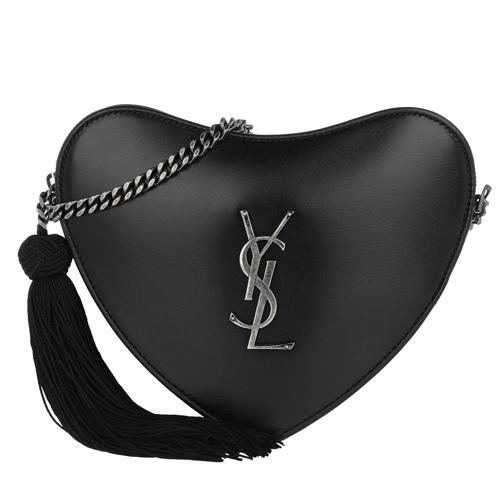 Saint Laurent Monogramme Heart Crossbody Bag Leather Black Crossbodytas