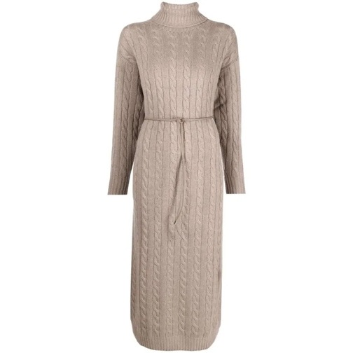 Peserico Robes midi Cable-Knit Roll-Neck Sweater Dresses Neutrals