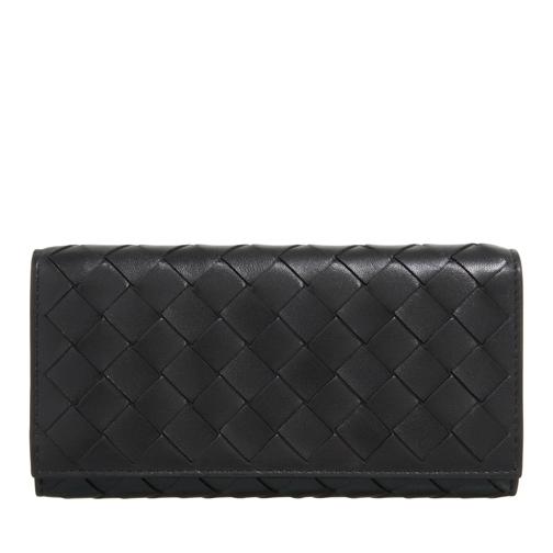 Bottega Veneta Portemonnaie mit Überschlag Portafoglio Wallet Black / Gold