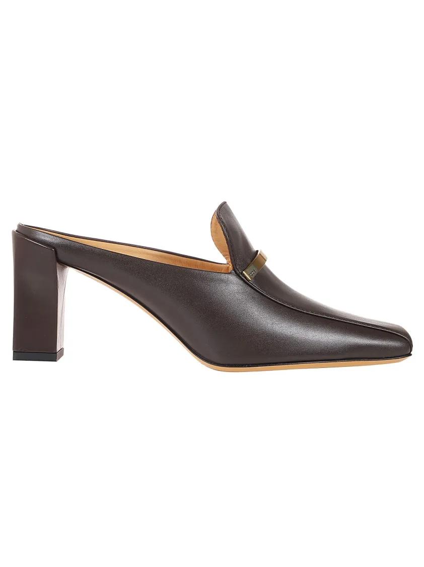 Tod's Mules With Pointed Toe And Gold Accents Brown | Sandales