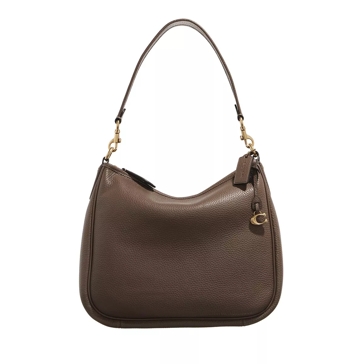 Dark Taupe Soft Pebbled Leather Slouch Bag