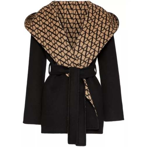 Valentino Black Wool Coat Black Cappotti in lana