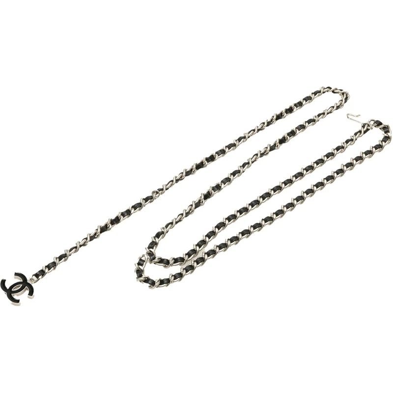 Chanel Ceinture en chaîne Silver CC Leather Woven Chain Belt silber
