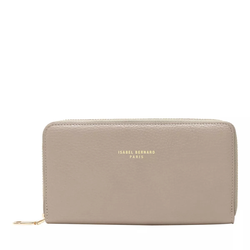 Isabel Bernard Portemonnaie mit Zip-Around-Reißverschluss Honoré Léa Taupe Calfskin Leather Zipper Wallet