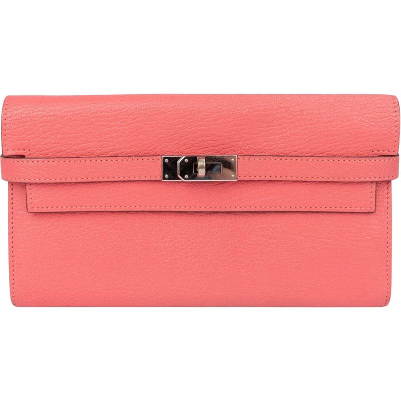 Hermès Geldbörse Hermes Pink Chevre Leather Kelly Wallet rose