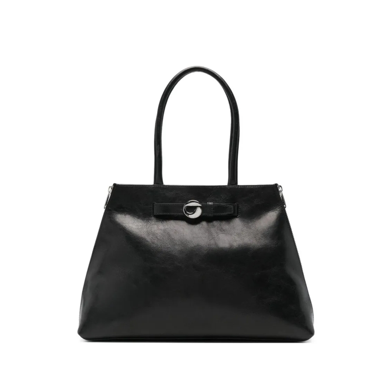 Coperni Schultertasche Trapezoidal Black Leather Handbag Black