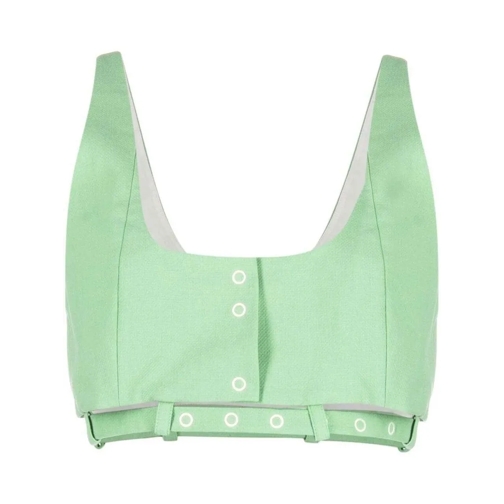 GANNI Top Suiting Crop Top Green