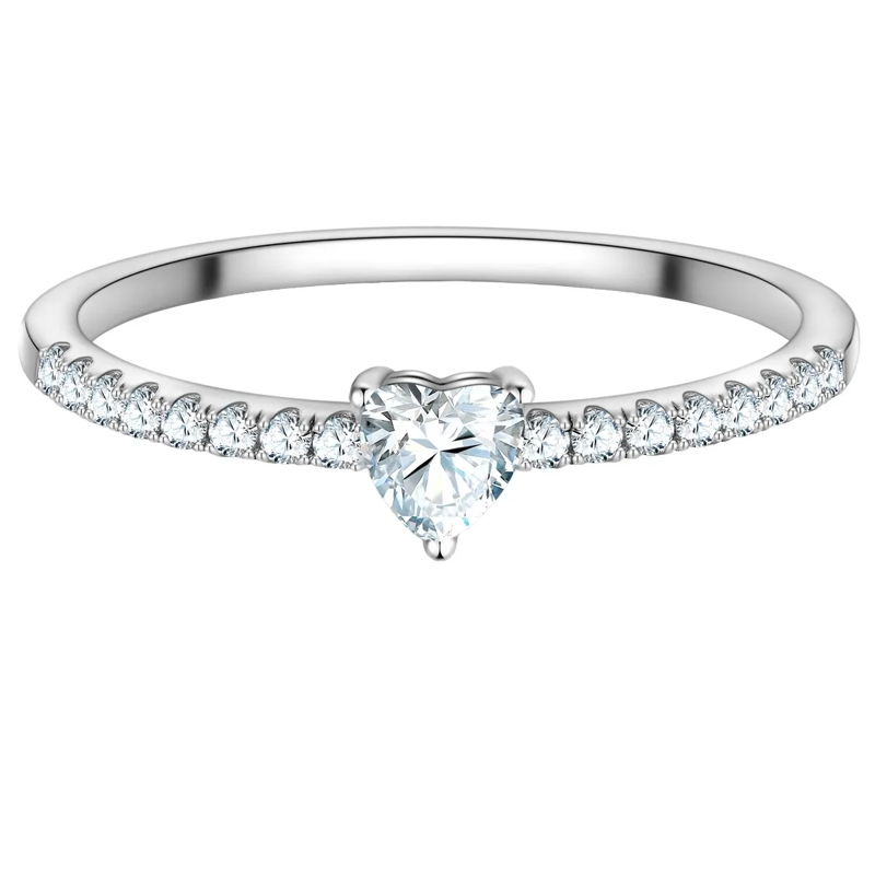 Trilani Ring Sterling Silber Ring Zirkonia Herz silber