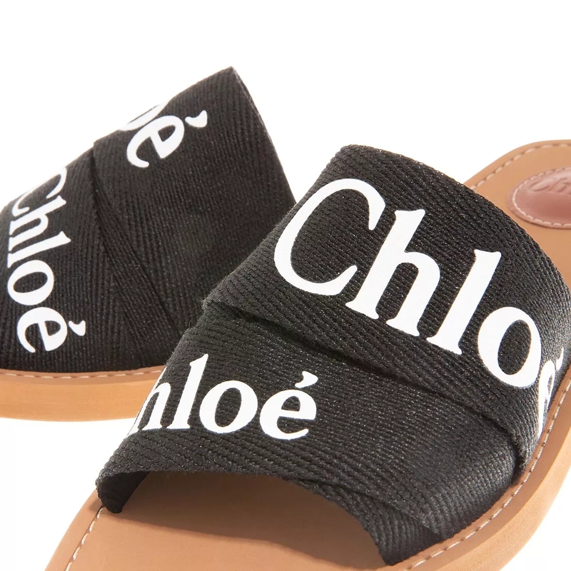 Chloé Slides Flache Pantolette Woody Black(Image 4)