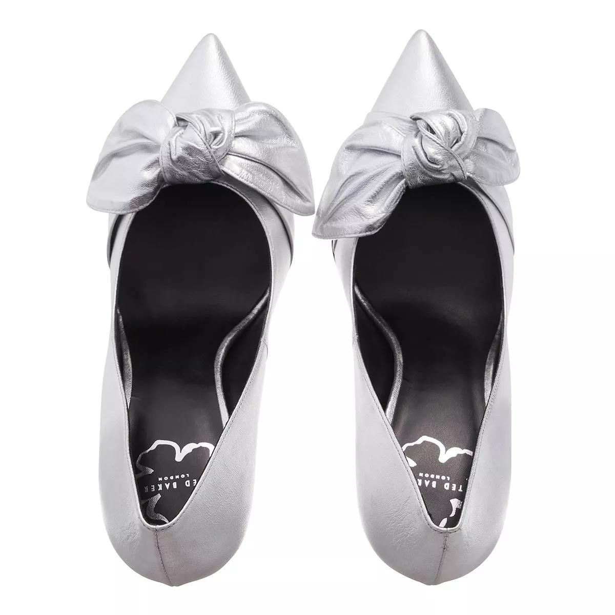 Ted Baker Ryal 100mm Metallic Bow Court Shoe Silver