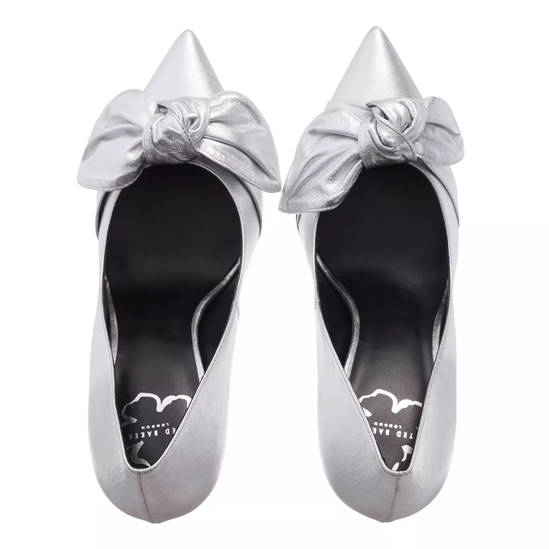 Ted Baker Pumps Ryal 100mm Metallic Bow Court Shoe Silver(Image 4)