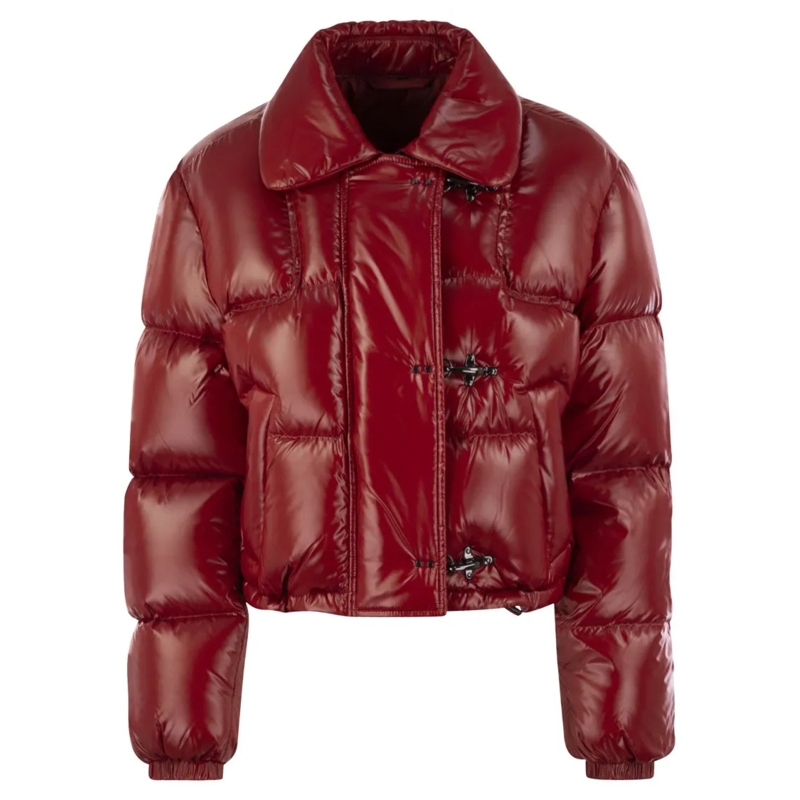 Fay  3-Hook Cropped Down Jacket Red