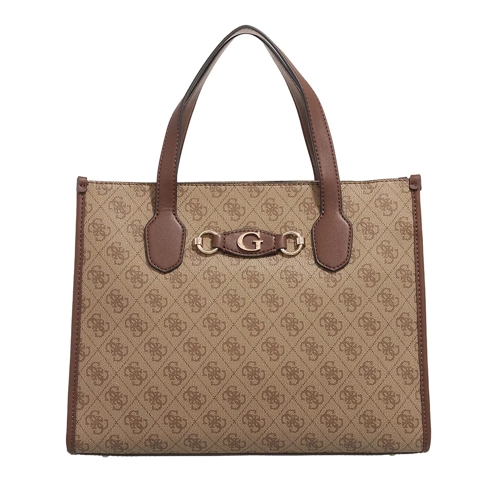 Guess Tote Izzy 2 Comp Tote Latte Logo/Brown