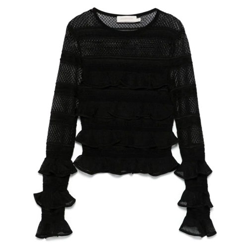 Zimmermann Pull Illustration Frilled Top Black