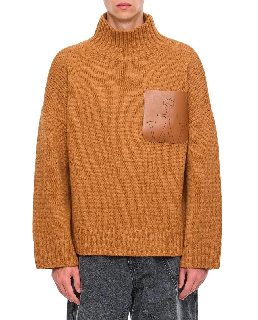 J.W.Anderson - Leather Patch Pocket Jumper - Größe L - braun