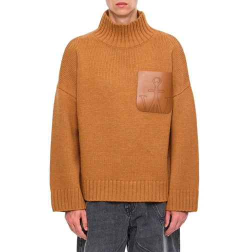 J.W.Anderson Pull Leather Patch Pocket Jumper Brown