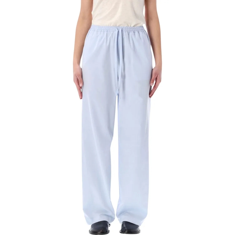 Loulou Studio  Straight-Leg Cotton Poplin Trousers With Mid-Rise  Blue