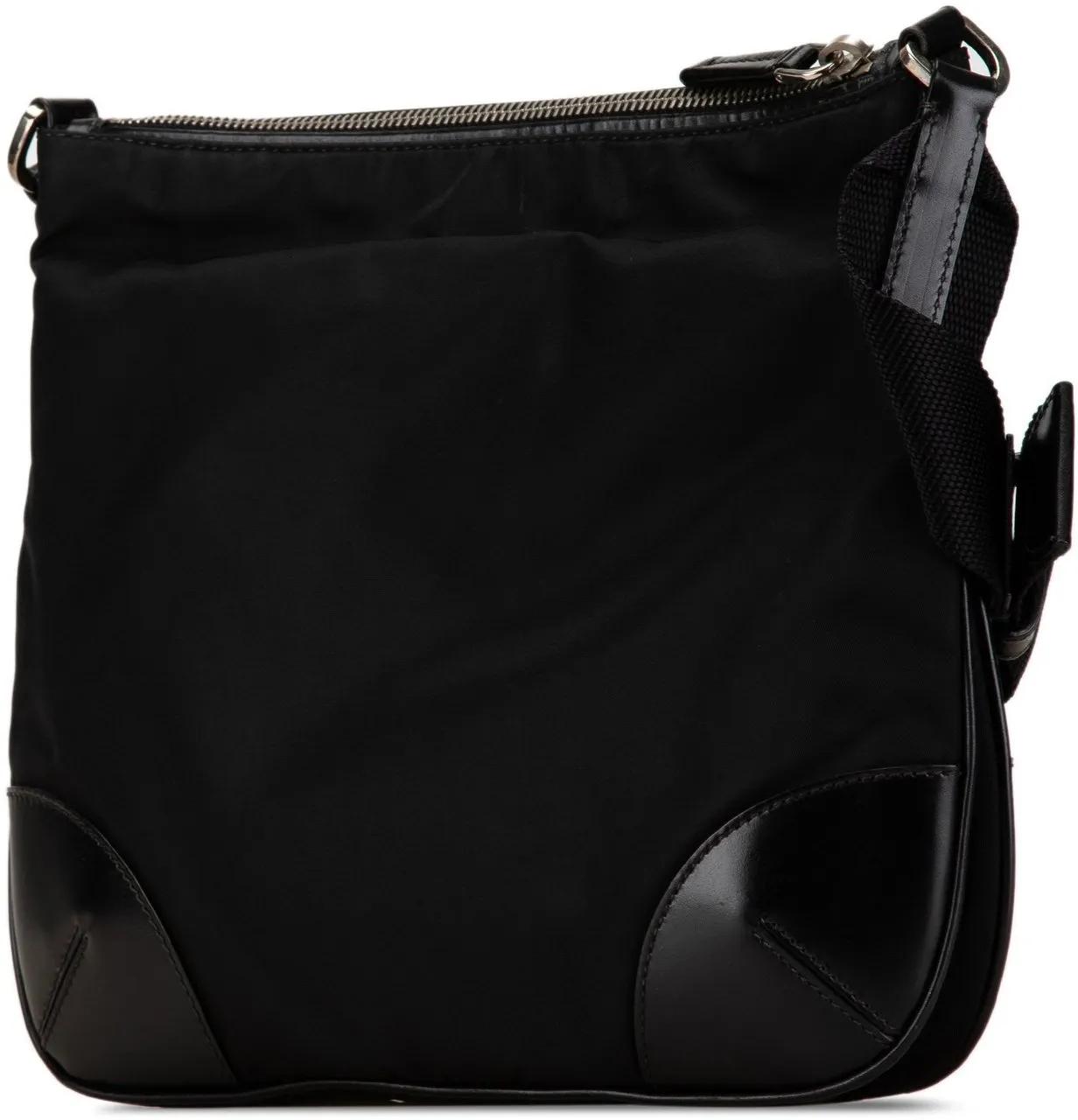 Prada Hobo bags Saffiano Trimmed Tessuto Crossbody in zwart