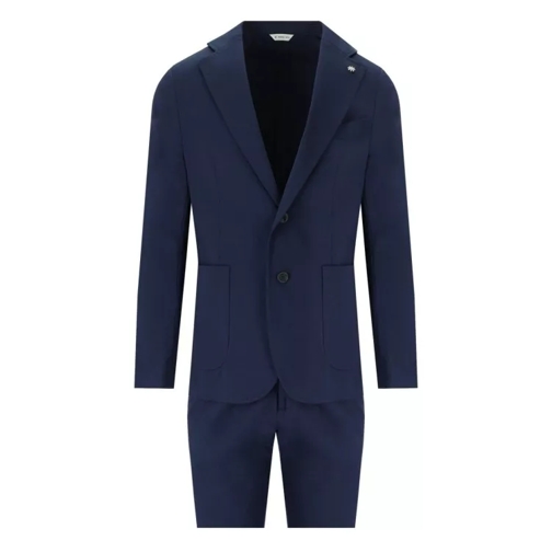 Manuel Ritz Blue Single-Breasted Suit Blue 