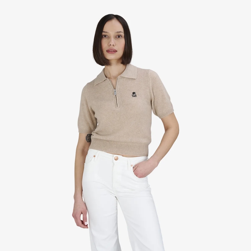 True Religion Poloshirt Strick-Poloshirt AMARA beige(Image 6)