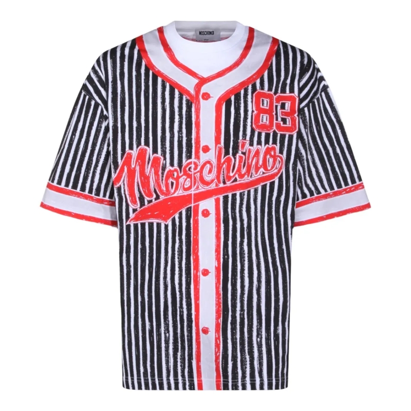 Moschino T-Shirt Short-Sleeve Black And White Vertical Stripe T-Shi Multicolor