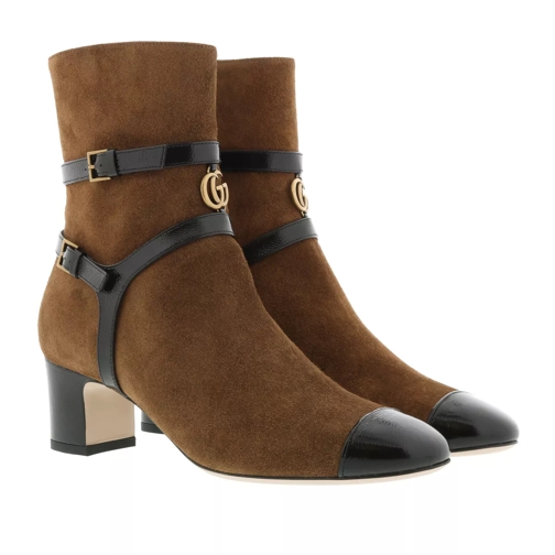 Gucci Geraldine Trim Boots Leather Bordeaux/White/Black Enkellaars