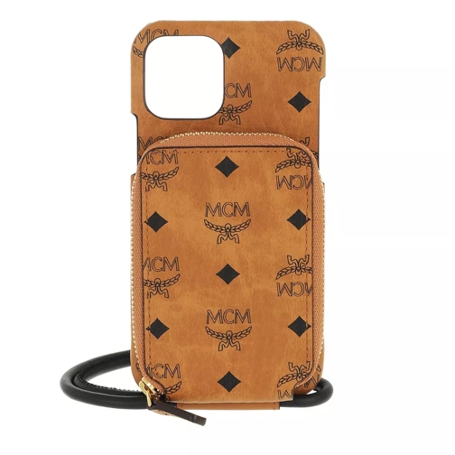 MCM Visetos Original Phone Case Cognac Handytasche
