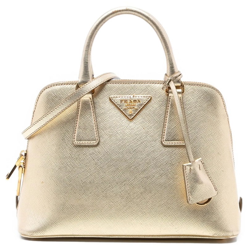 Prada Schultertasche Small Saffiano Lux Promenade Satchel gold
