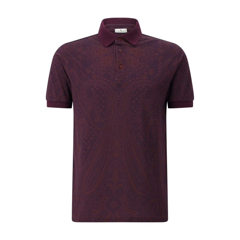 Etro Polohemd Poloshirt mit Paisley-Muster blau