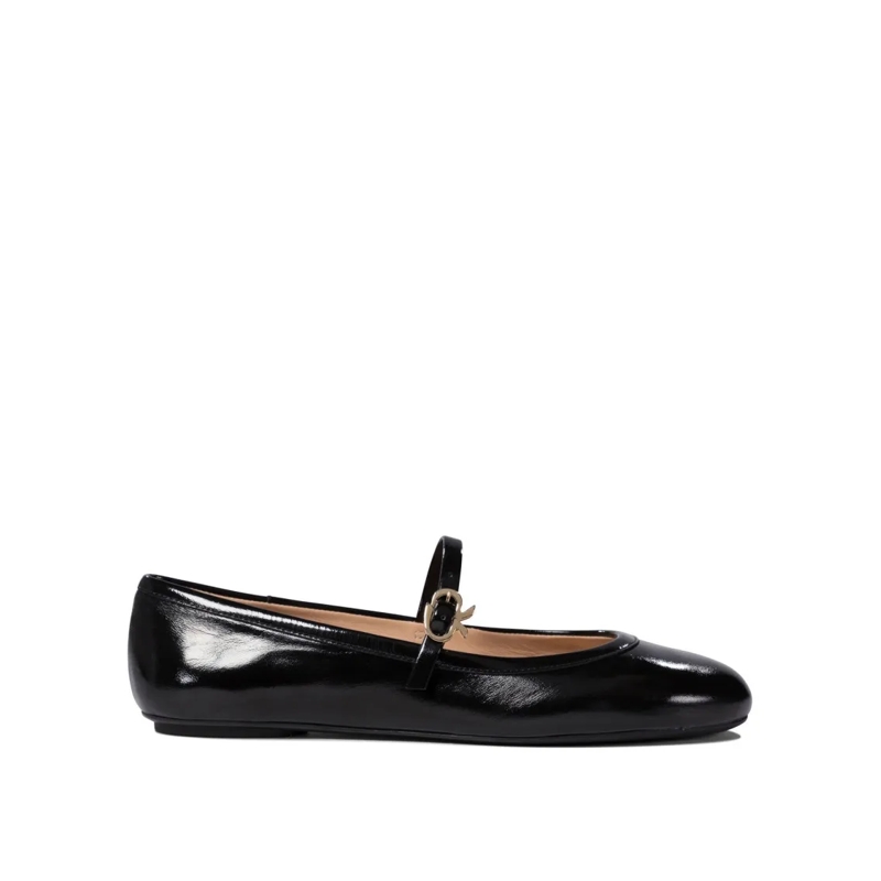 Gianvito Rossi Balletschoenen Black Leather Ballerinas Black