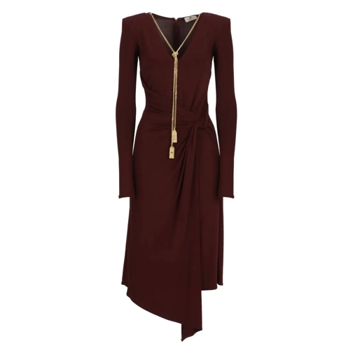 Elisabetta Franchi Bordeaux Viscose Dress Burgundy Abiti midi