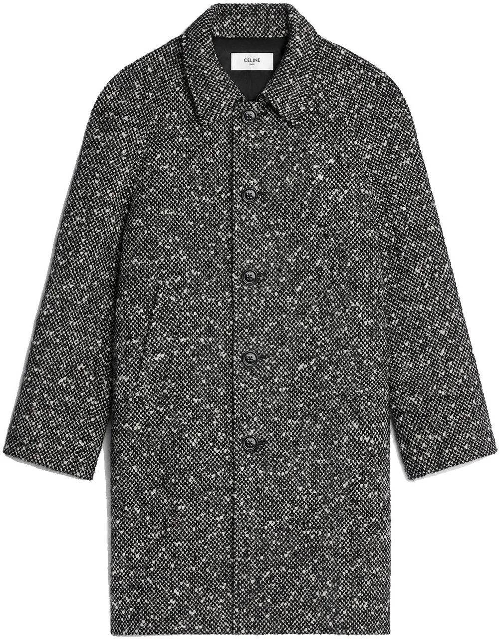 Thumbnail - Celine - Camden Wool Tweed Coat With Button Closure And Sid - Größe 54 - grau