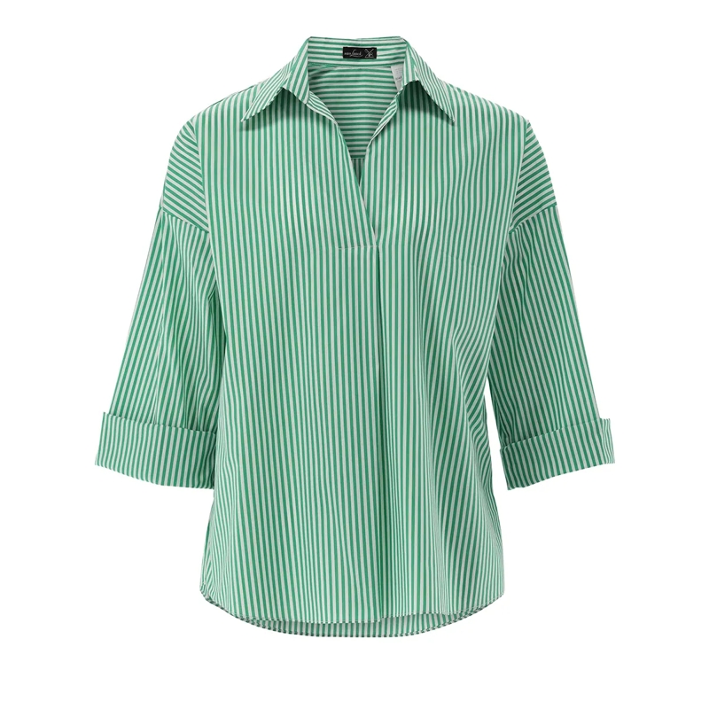 VAN LAACK Bluse Bluse Modern Fit Streifen grün