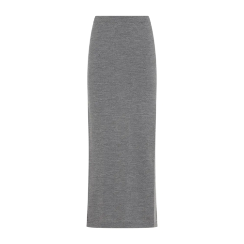 Moschino Grey Virgin Wool Knit Pencil Skirt Grey Bleistiftröcke