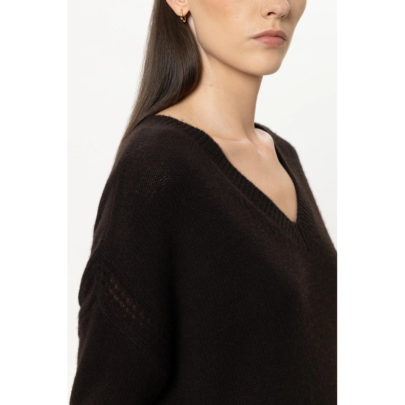 Luisa Cerano Trui V-Pullover aus Kaschmir-Mix truffle(Image 5)