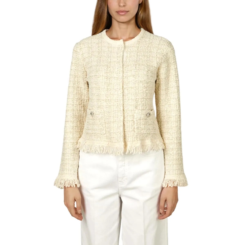 Marc Aurel Bouclé-Jacke Strickjacke beige(Image 4)