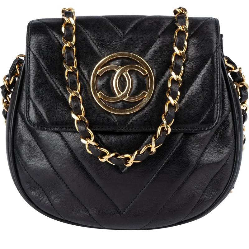 Chanel Tote Chanel Quilted Chevron Lambskin Single Flap Crossb schwarz