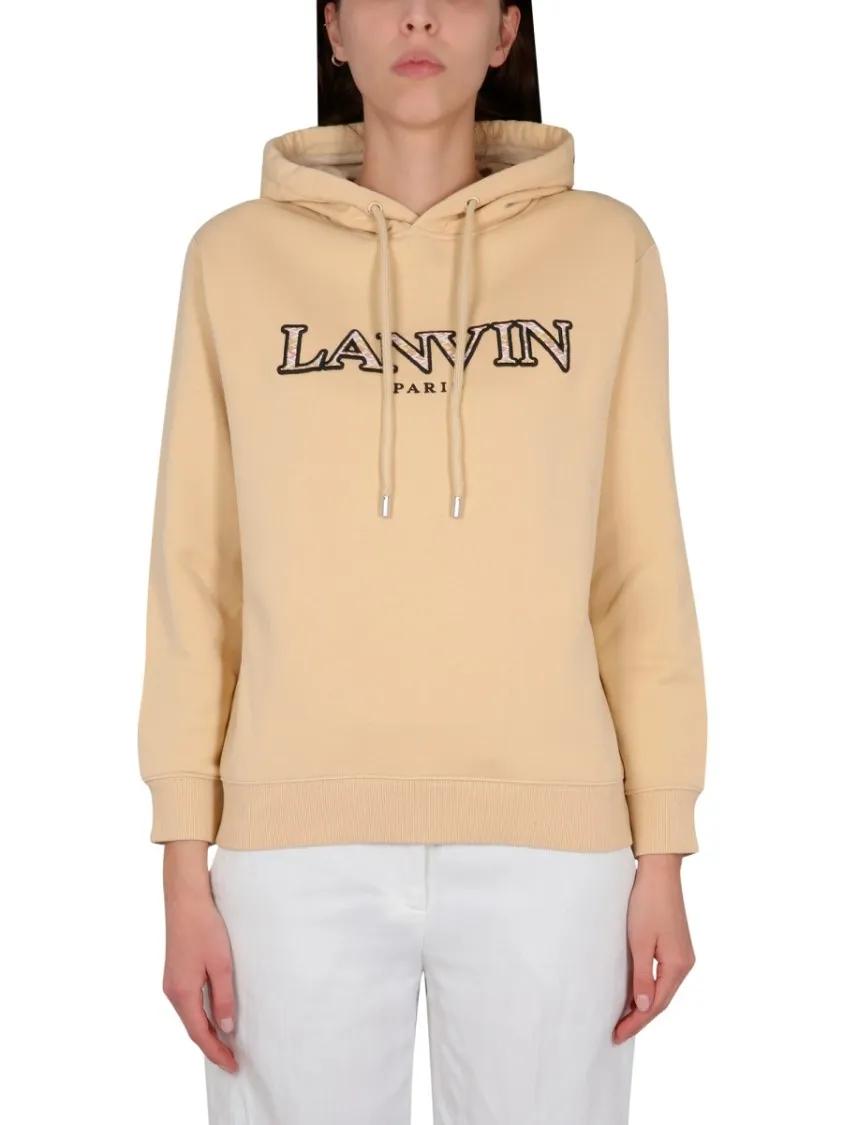 Thumbnail - Lanvin - Relaxed-Fit Cotton Sweatshirt With Drawstring Hood - Größe XS - beige