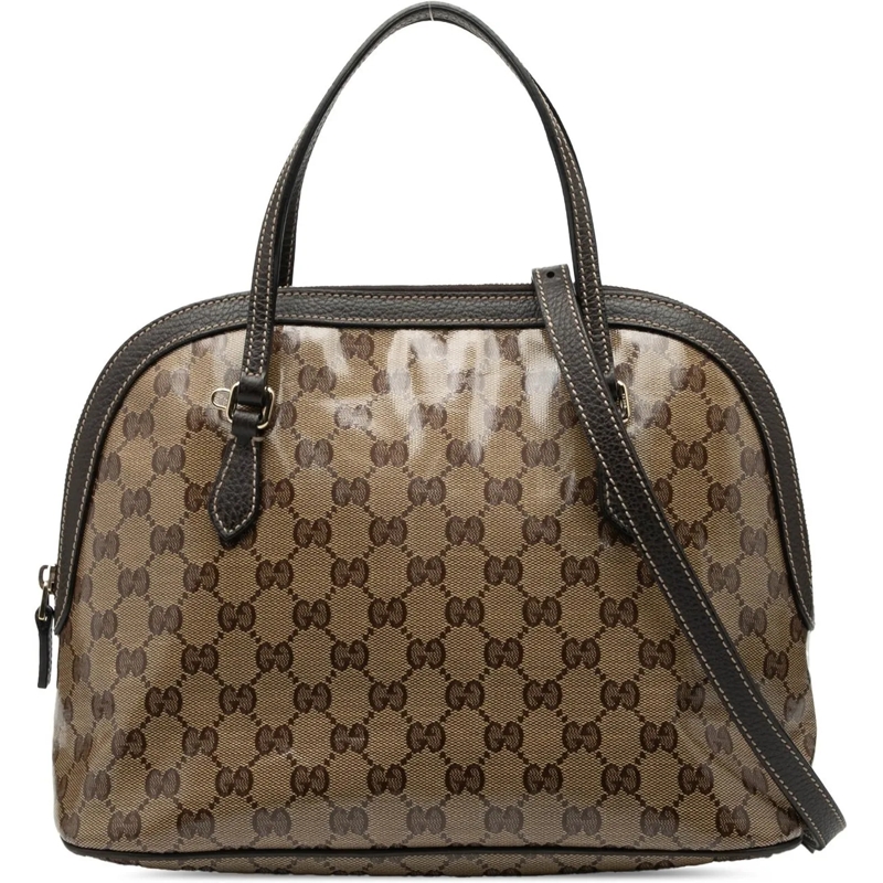 Gucci Schultertasche Medium GG Crystal Dome Satchel braun