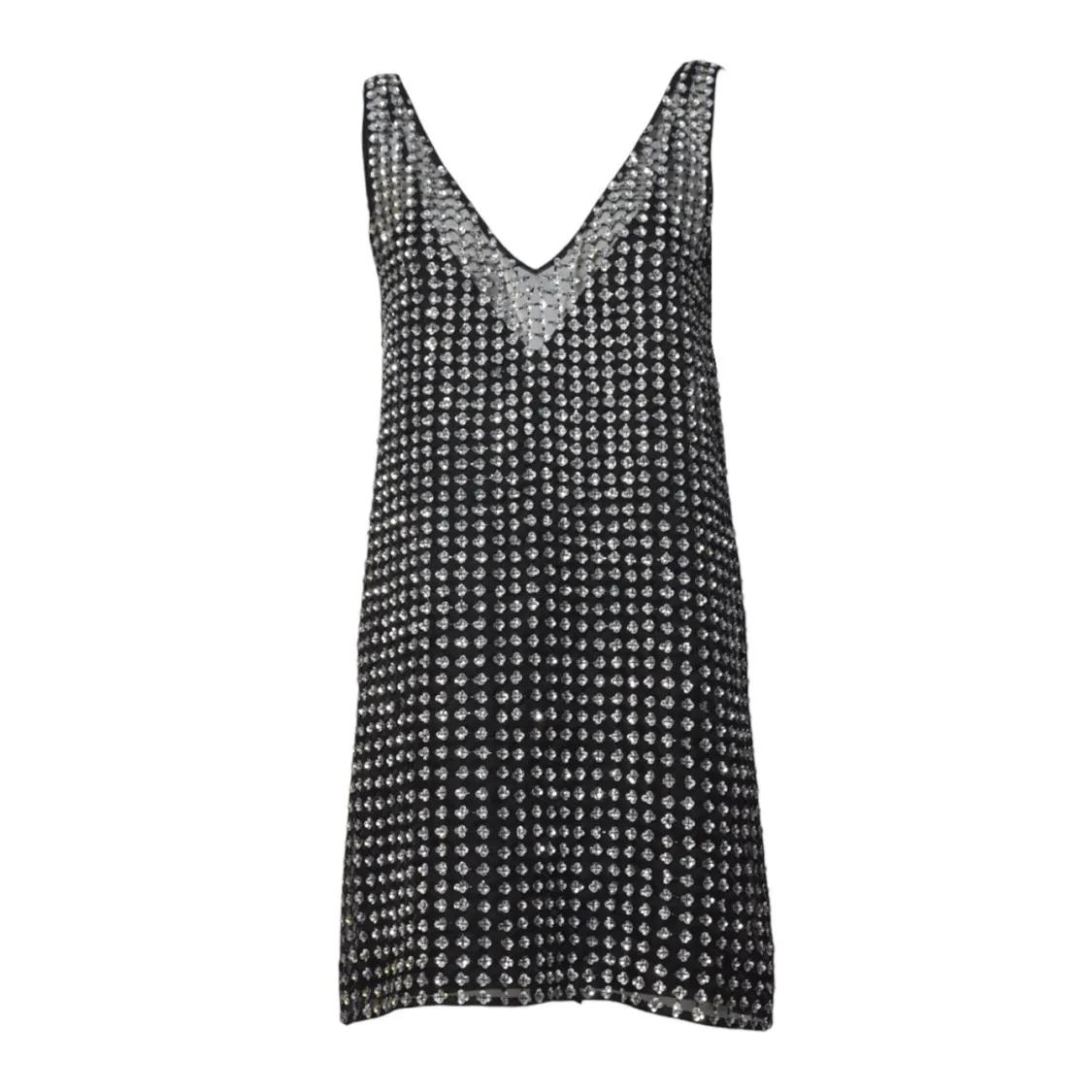 Thumbnail - Max Mara - Silk Organza Mini Dress With Floral Sequins - Größe 38 - schwarz