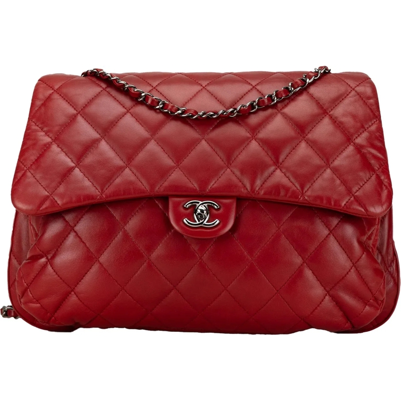 Chanel Schultertasche Maxi Lambskin 3 Accordion Flap rot