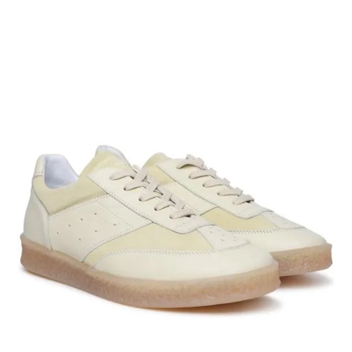 MM6 Maison Margiela Ivory Leather Sneakers White lage-top sneaker