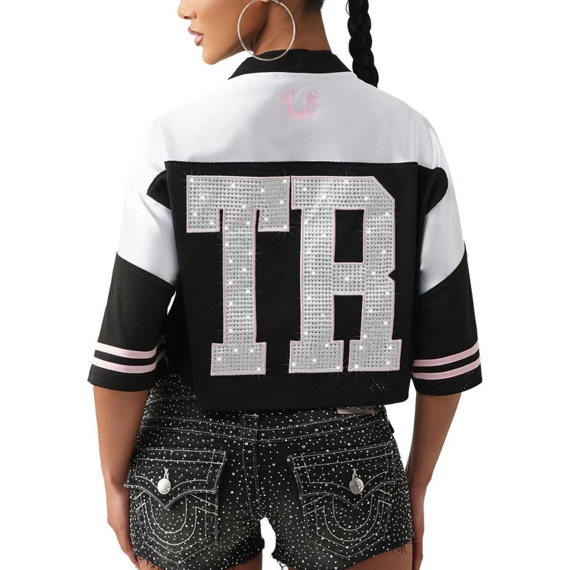 True Religion T-Shirt - Mesh-Jersey-Shirt- Lockerer Schnitt- Verküzte  bunt(Image 4)