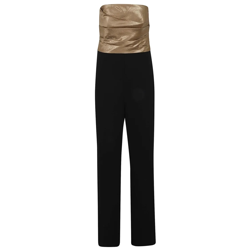 Lauren Ralph Lauren Jumpsuit Strapless Metallic Draped Jumpsuit With Bow Detail Gold