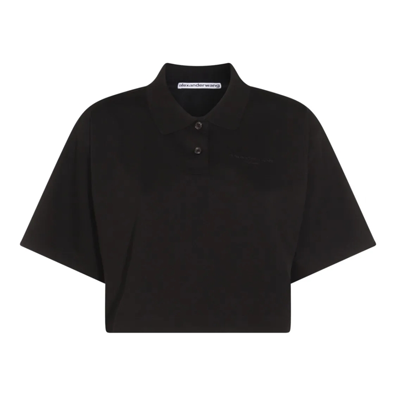 Alexander Wang T-shirt Black Cotton Polo Shirt Black