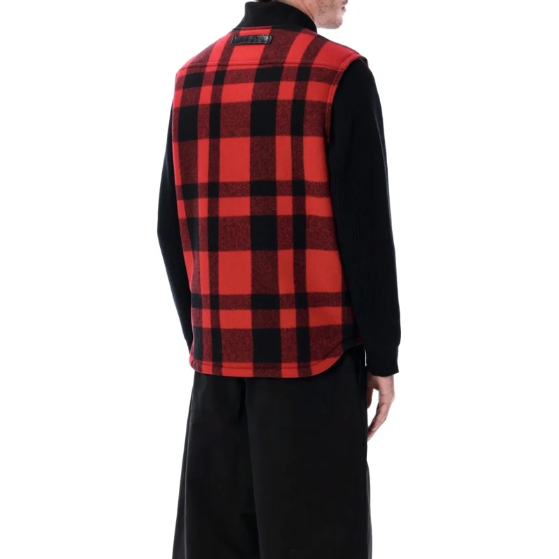 Junya Watanabe  Red And Black Checked Vest By Black